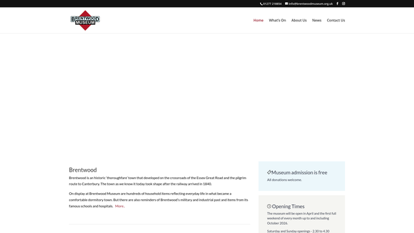 Screenshot of the Brentwood Museum Society website
