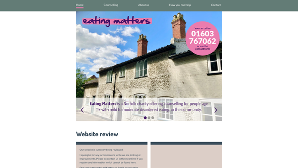 Screenshot of the Eating Matters website