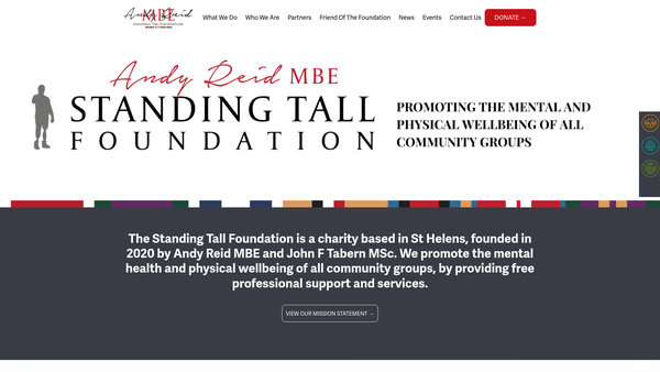 Screenshot of the Standing Tall Foundation website