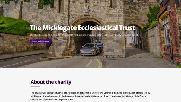 Screenshot of the The Micklegate Ecclesiastical Trust website