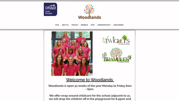 Screenshot of the Woodlands (CIO) website