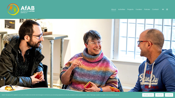Screenshot of the Action for Autism Barnsley website