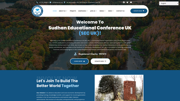Screenshot of the Sudhan Educational Conference UK website