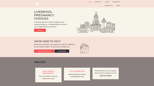Screenshot of the Liverpool Pregnancy Choices website