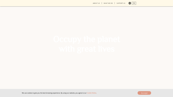 Screenshot of the Baobab Charity website