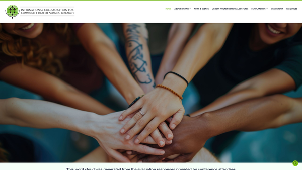 Screenshot of the International Collaboration For Community Health Nursing Research website
