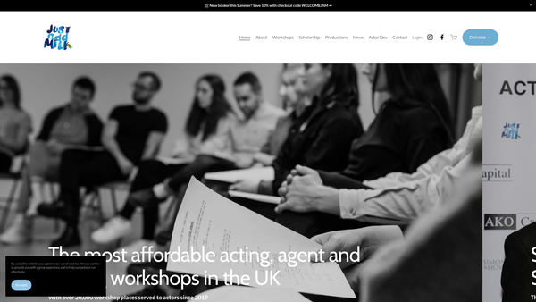 Screenshot of the Just Add Milk Productions CIO website