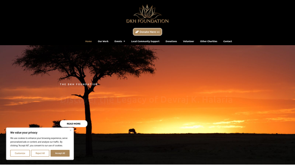 Screenshot of the Dkh Foundation website
