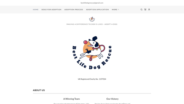 Screenshot of the Best Life Dog Rescue website