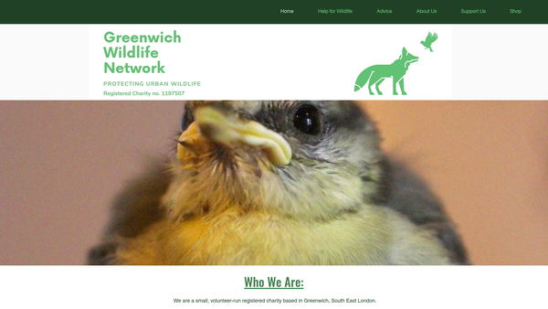 Screenshot of the Greenwich Wildlife Network website
