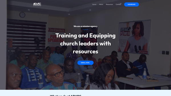 Screenshot of the Africa Bible And Mission Resource Centre website