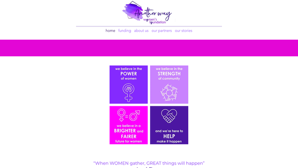 Screenshot of the Another Way Women's Foundation website