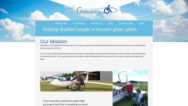 Screenshot of the Glideability website