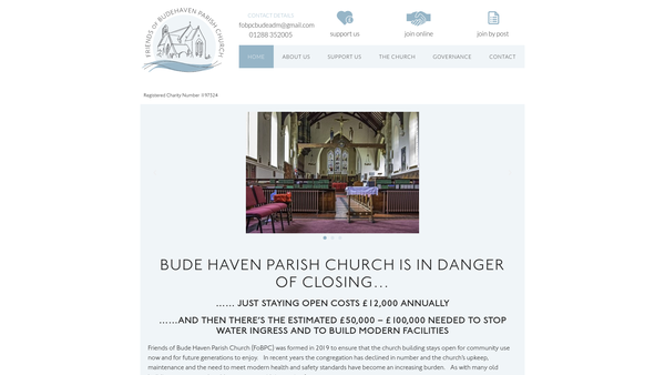 Screenshot of the Friends Of Bude Haven Parish Church website