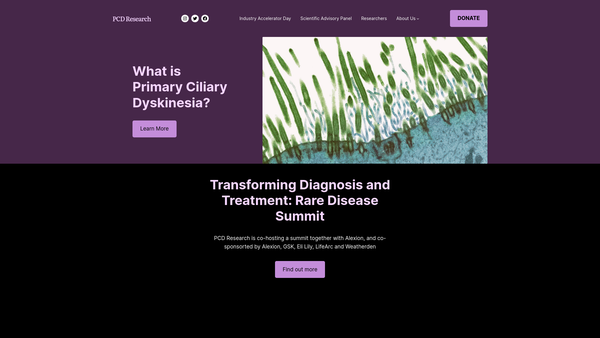 Screenshot of the Pcd Research website