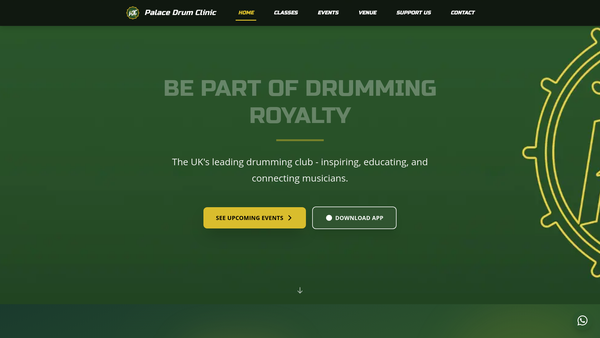 Screenshot of the Palace Drum Clinic website