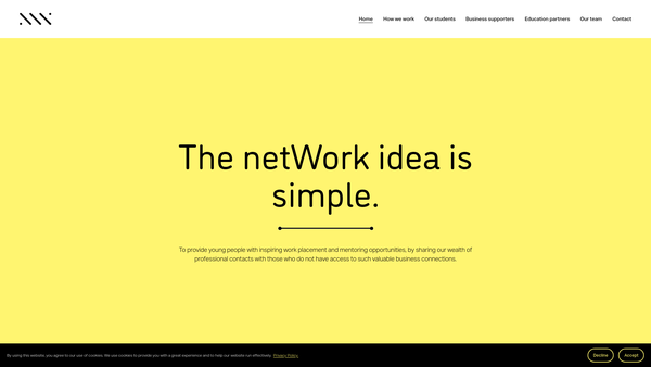 Screenshot of the Network Charity website