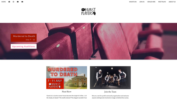 Screenshot of the Hurst Players CIO website