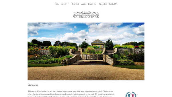 Screenshot of the Friends Of Waterloo Park website