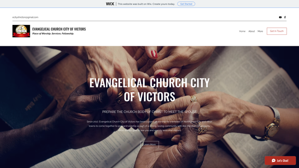 Screenshot of the Evangelical Church City Of Victors website