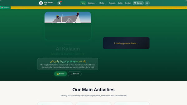 Screenshot of the Al Kalaam website