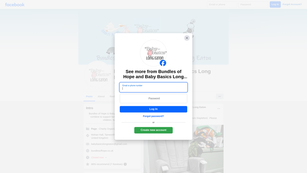 Screenshot of the Bundles Of Hope website