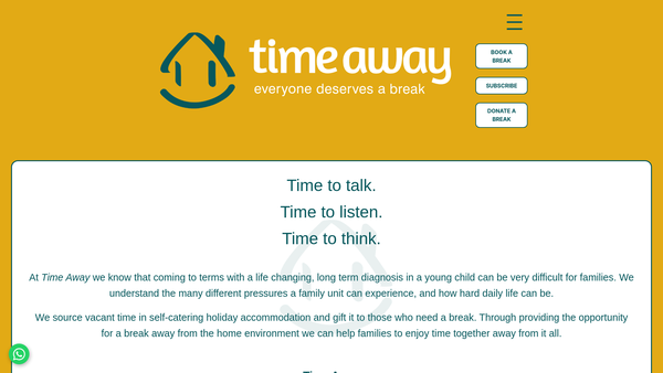 Screenshot of the Time Away website