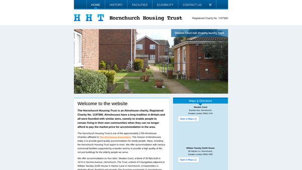 Screenshot of the Hornchurch Housing Trust website