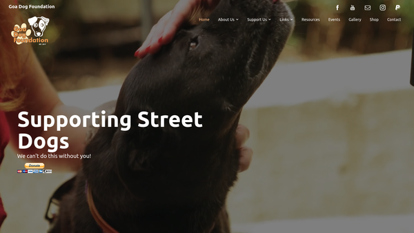 Screenshot of the Goa Dog Foundation website