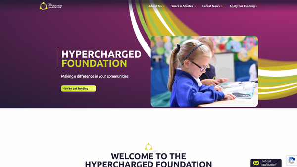 Screenshot of the Hypercharged Foundation website