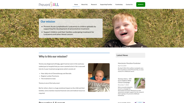 Screenshot of the Prevent All website
