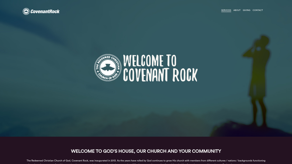 Screenshot of the The Redeemed Christian Church Of God Covenant Rock Birmingham website