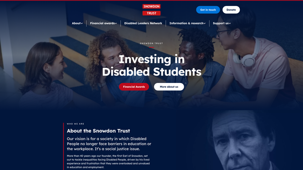 Screenshot of the Snowdon Trust website