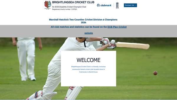 Screenshot of the Brightlingsea Cricket Club website