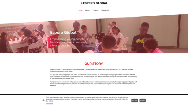 Screenshot of the Espero Global website