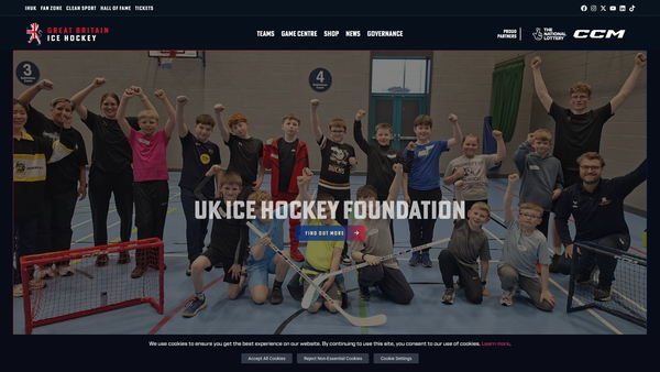 Screenshot of the UK Ice Hockey Foundation website