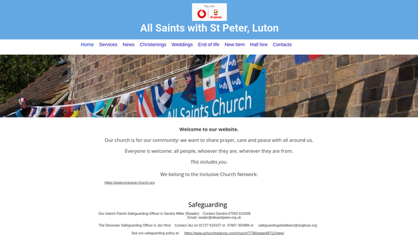 Screenshot of the All Saints Luton Asylum Seeker And Refugee Support Project website