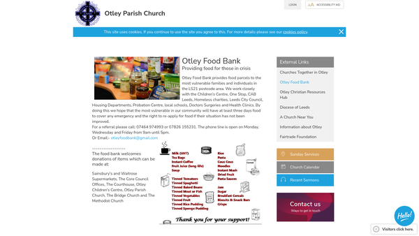 Screenshot of the Otley Foodbank website