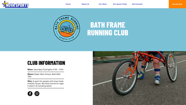 Screenshot of the Bath Frame Running Club website