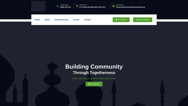 Screenshot of the Rushmoor Muslim Association website