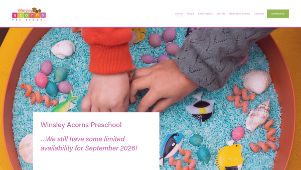 Screenshot of the Winsley Acorns Pre-School website