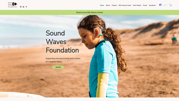 Screenshot of the The Sound Waves Foundation website
