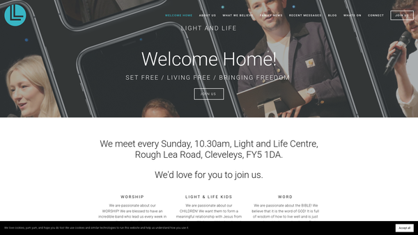Screenshot of the Light And Life Free Methodist Church Lancashire website