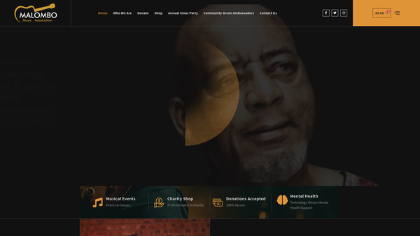 Screenshot of the Malombo Music Association website