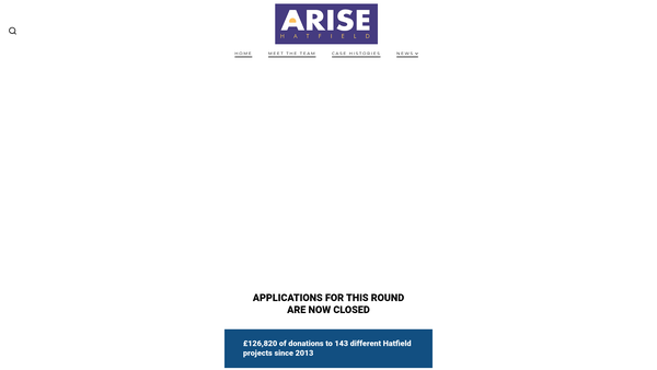 Screenshot of the Arise Hatfield website