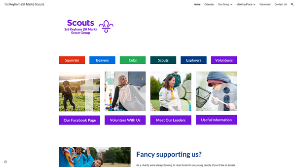 Screenshot of the 1st Keyham (St Mark) Scout Group website