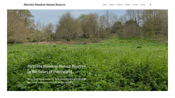 Screenshot of the Merritts Meadow Conservation Trust website
