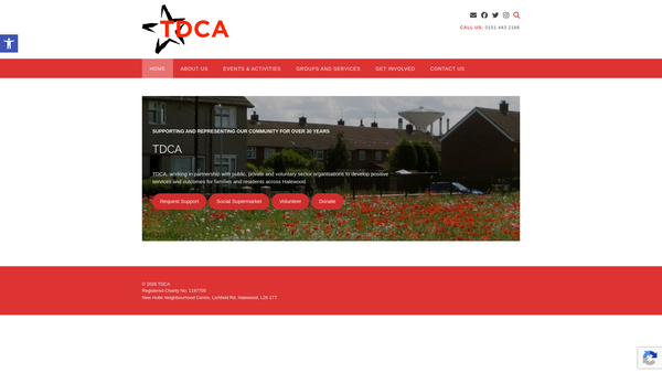 Screenshot of the Tdca website