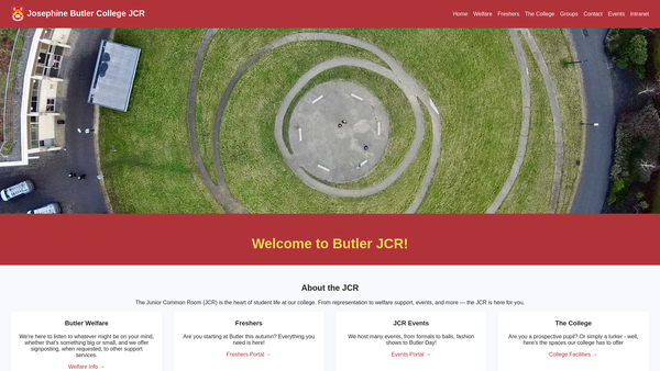 Screenshot of the Josephine Butler Junior Common Room Charitable Incorporated Organisation website