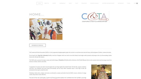 Screenshot of the Costume And Textile Association website